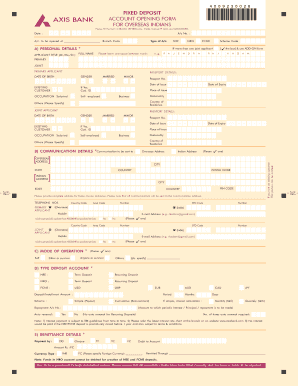 Axis Bank Fixed Deposit Receipt Image  Form