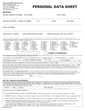 Personal Data Sheet PDF  Form