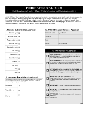 Proof Approval  Form