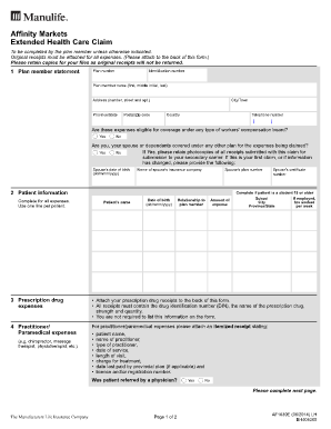 Manulife Affinity Markets Claim Form