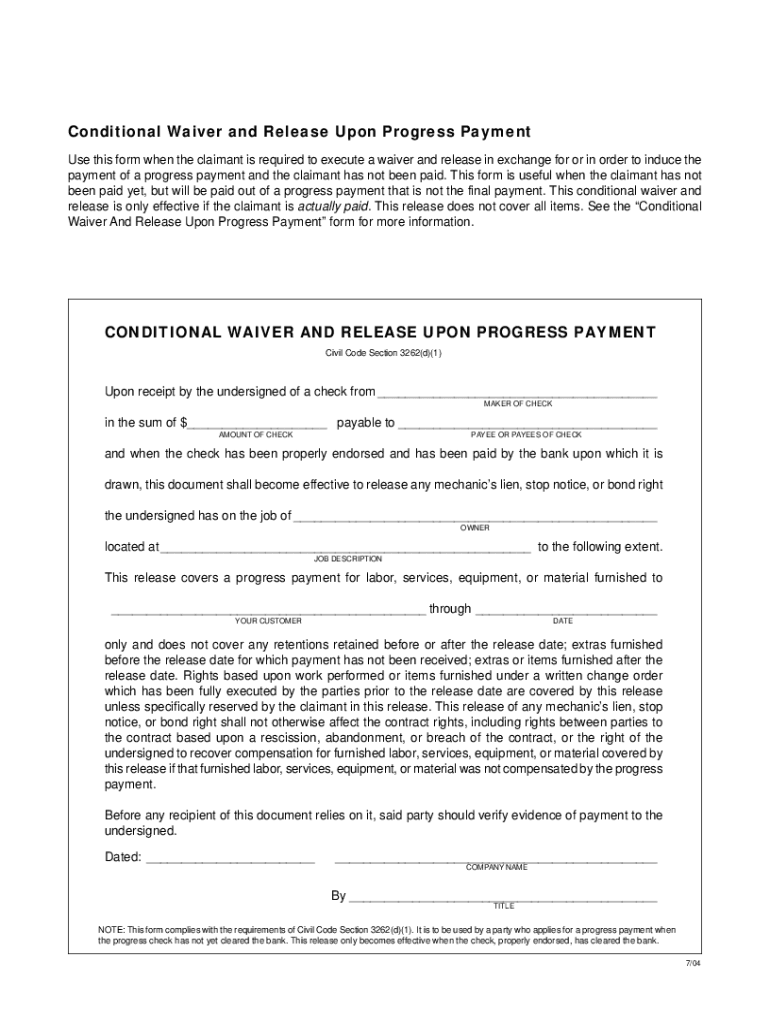 Ca Waiver Lien  Form