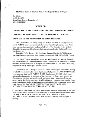 Declaration of Land Patent Forms