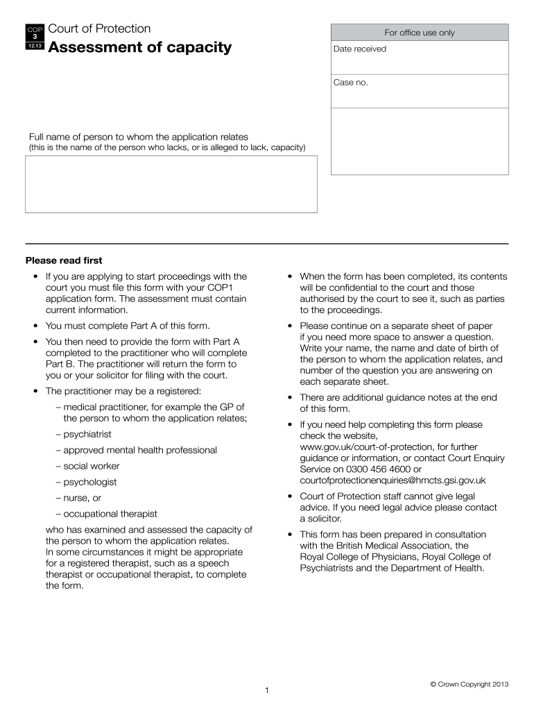 Mental Capacity Assessment Form