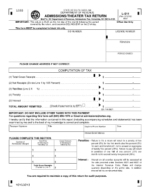 ADMISSIONSTHEATER TAX RETURN the South Carolina Sctax  Form