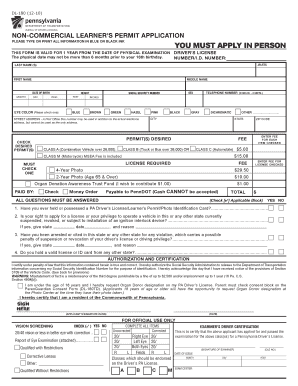 Pa Drivers Permit Physical Form
