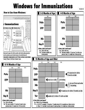 Windows for Immunizations  Form