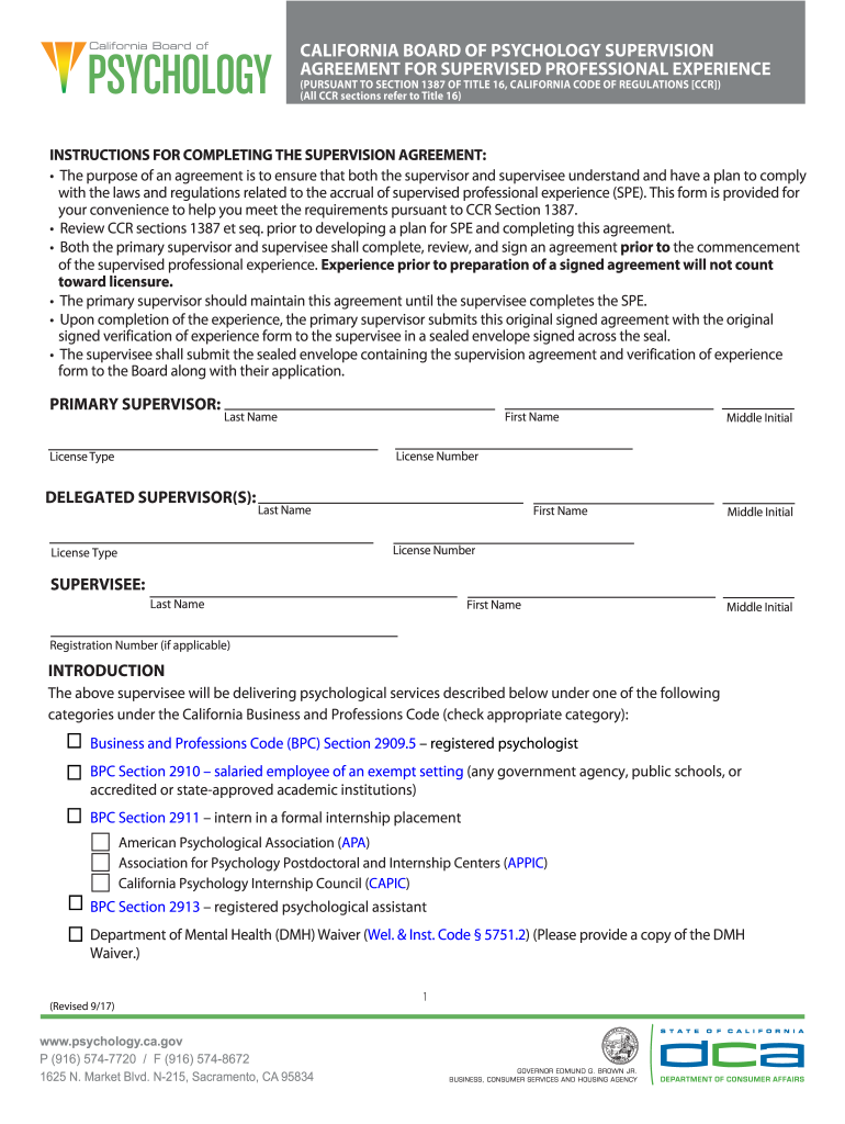 Get and Sign What Is a Supervision Agreement  Form