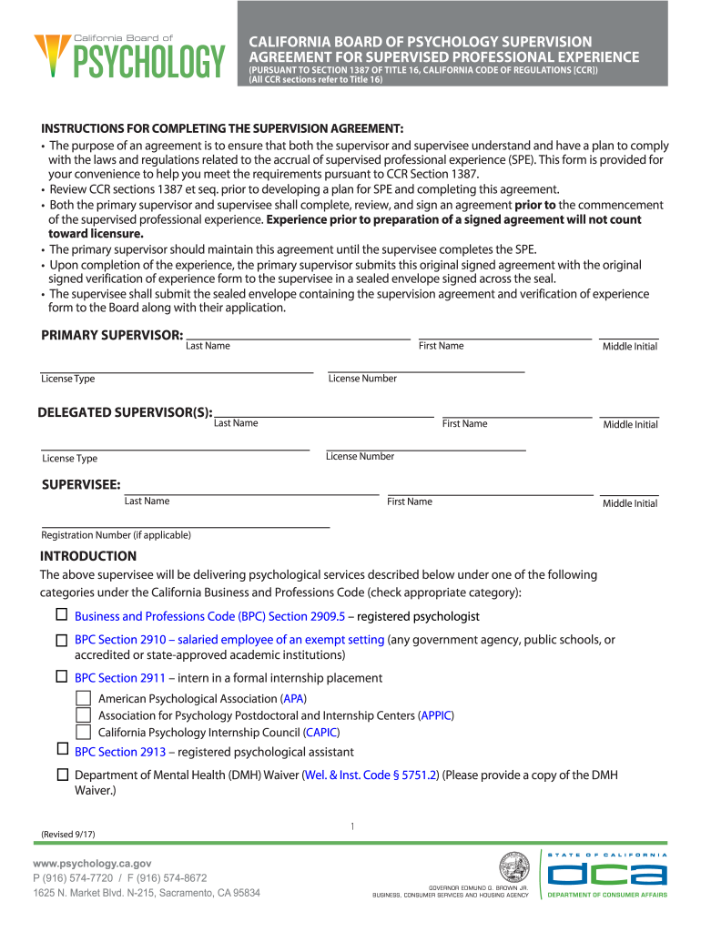 What is a Supervision Agreement  Form