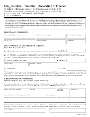 Sjsu Financial Declaration Form