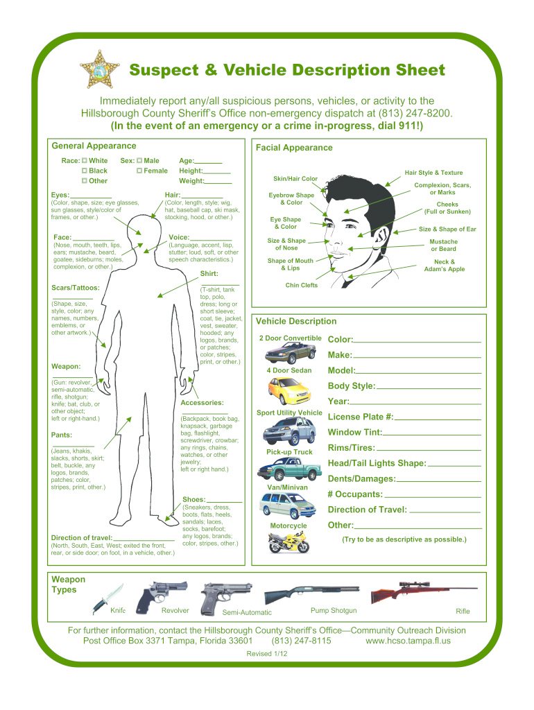  Suspect Description Sheet 2012-2024