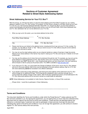 Usps Customer Agreement Form