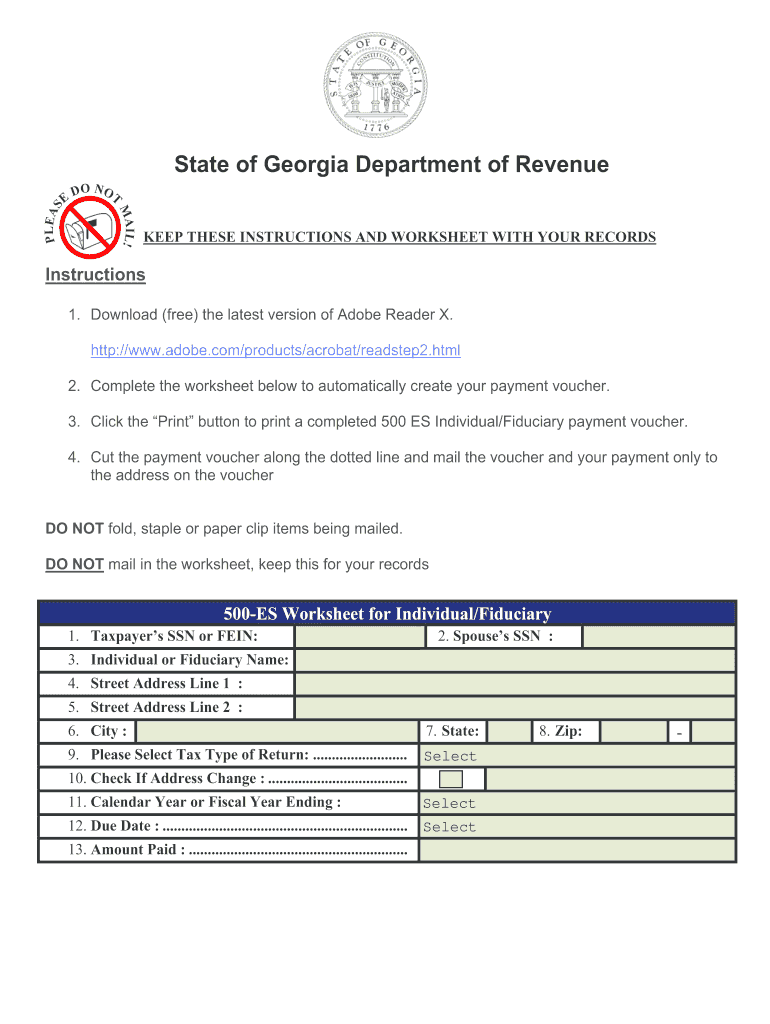 Georgia Retirement Income Exclusion Worksheet  Form