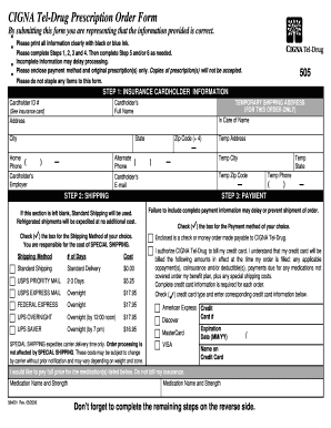 Cigna Mail Order Pharmacy Fax Form