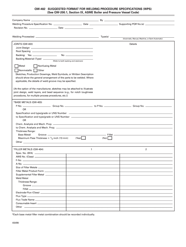  Form Wps Asme Sec Ix Exll 2010