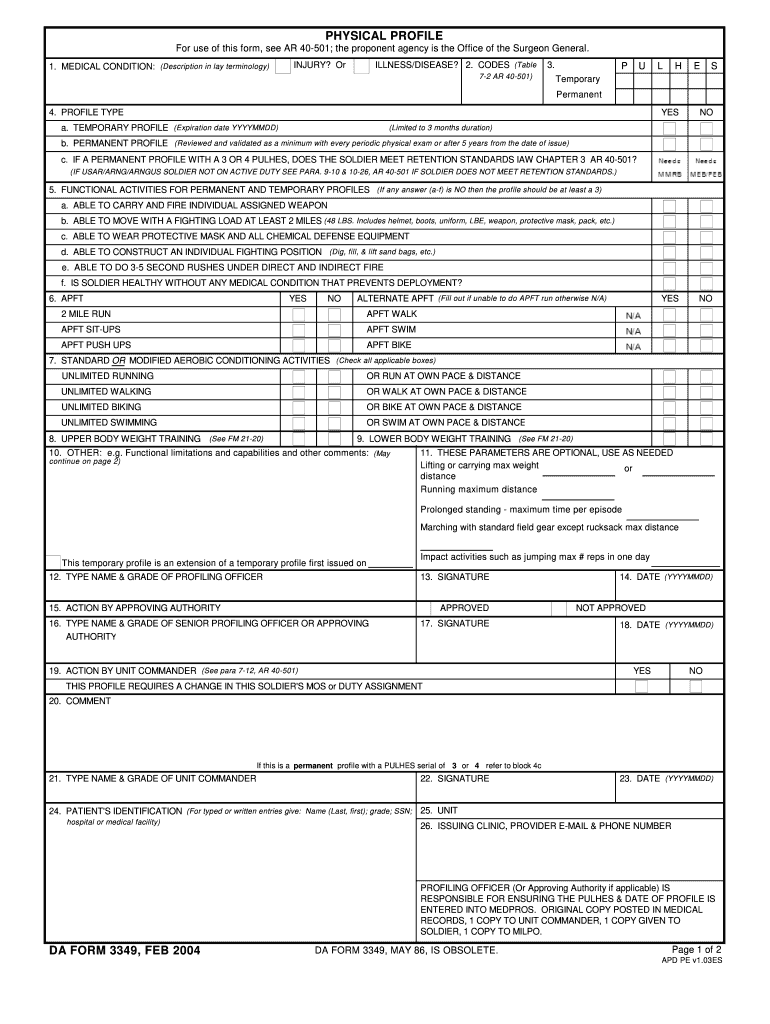  Military Medical Profile Form 2010