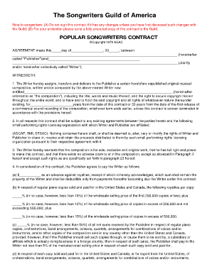 Songwriter Contract Agreement  Form
