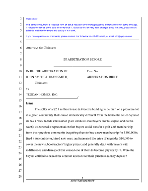 Arbitration Brief Sample  Form