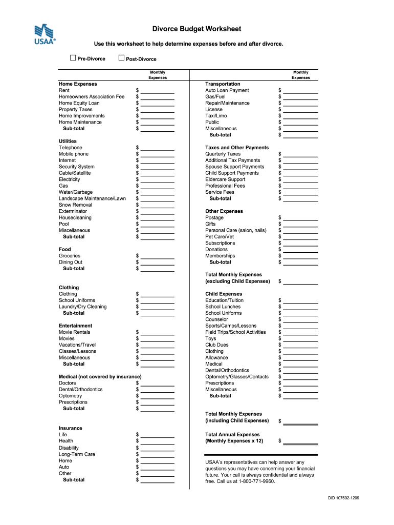 Divorce Planning Worksheet Fill Out And Sign Printable PDF Template 