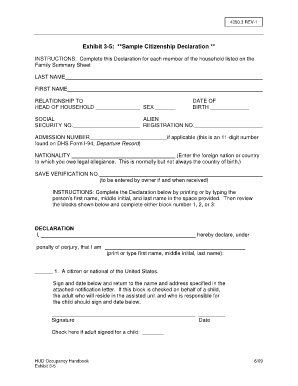 Hud Family Summary Sheet  Form