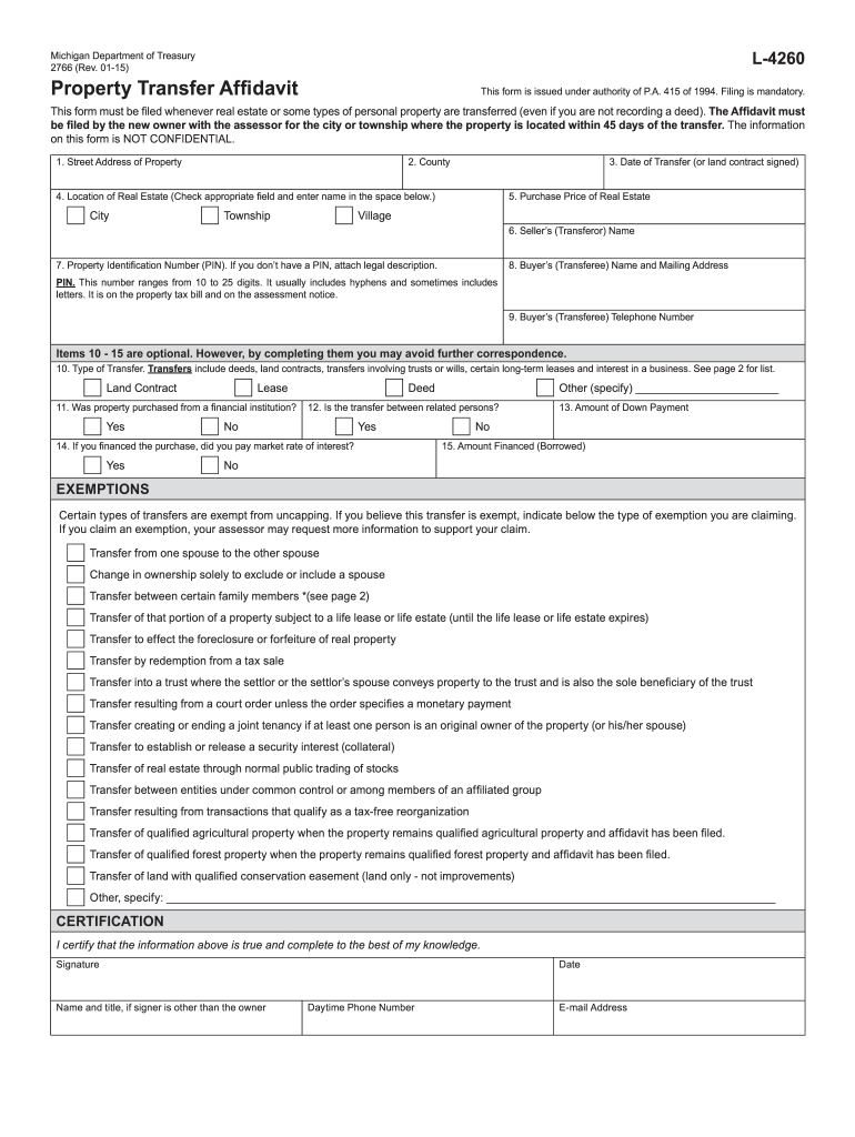  State of Michigan Form L4260 2015-2023