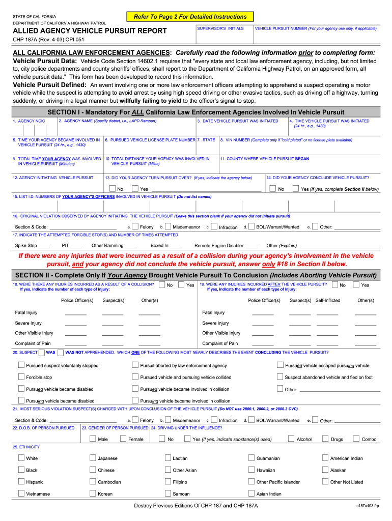 Get and Sign Chp Pursuit Form 2003-2022