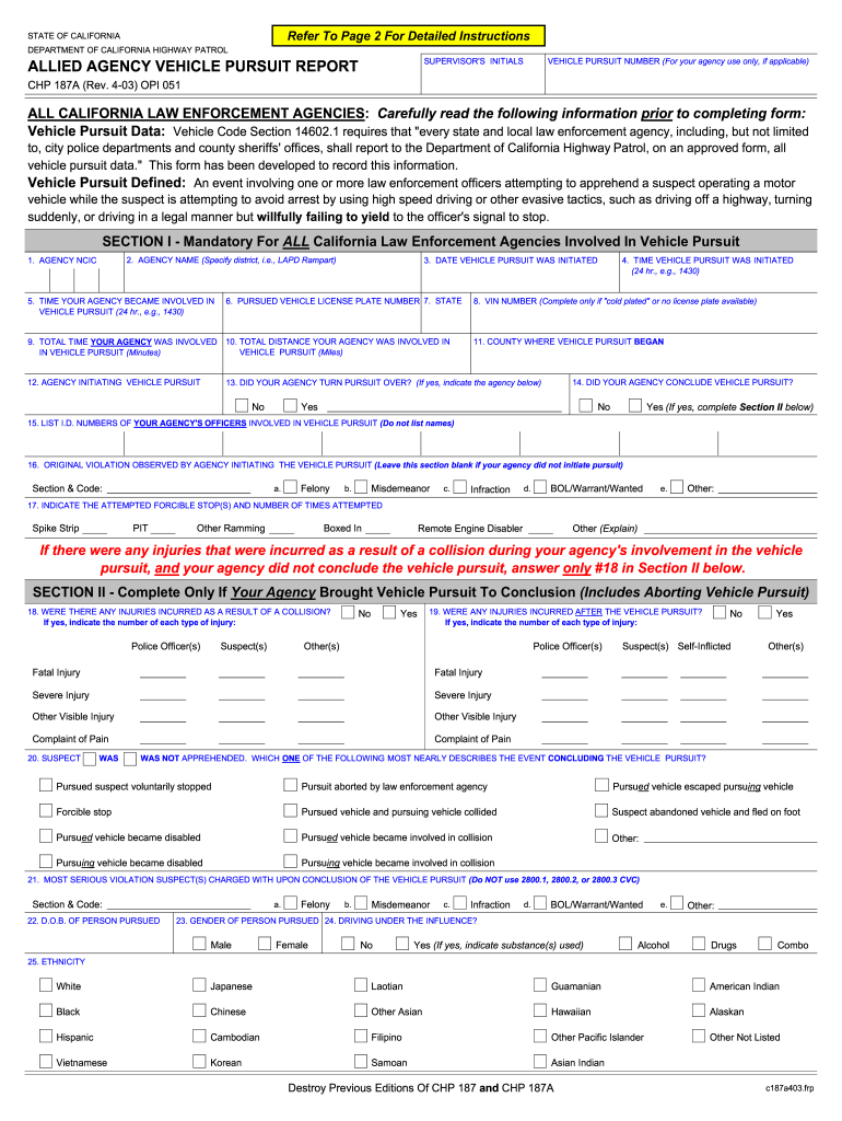  Chp Pursuit Form 2003-2024