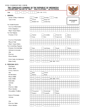 APPLICATION for DIPLOMATIC OFFICIAL VISA to INDONESIA  Form