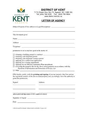 Letter of Agency District of Kent  Form