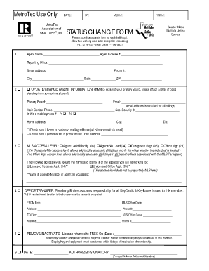 Metrotex Status Change Form