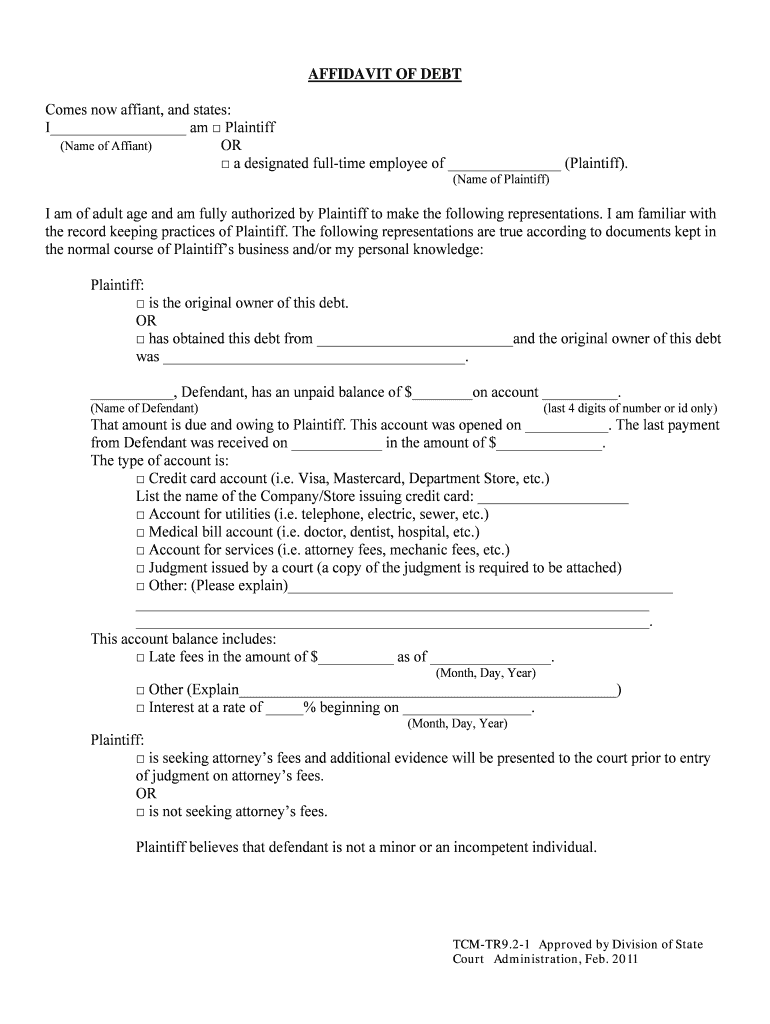 proof of debt assignment