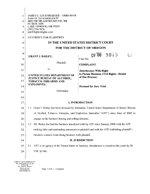 Civil Rights Complaint Sample  Form