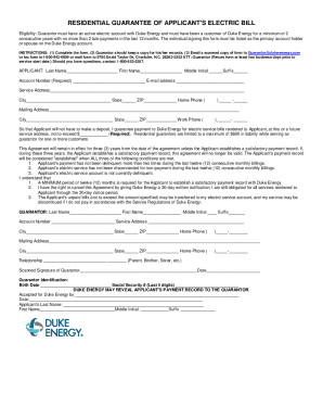 duke energy guarantor form fill printable pdf sign logos