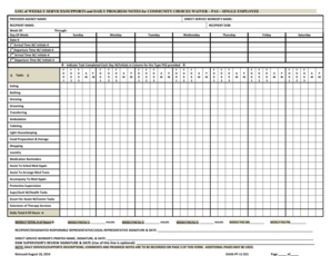 Log of Weekly ServicesSupports and Daily Progress Notes for Dhh Louisiana  Form