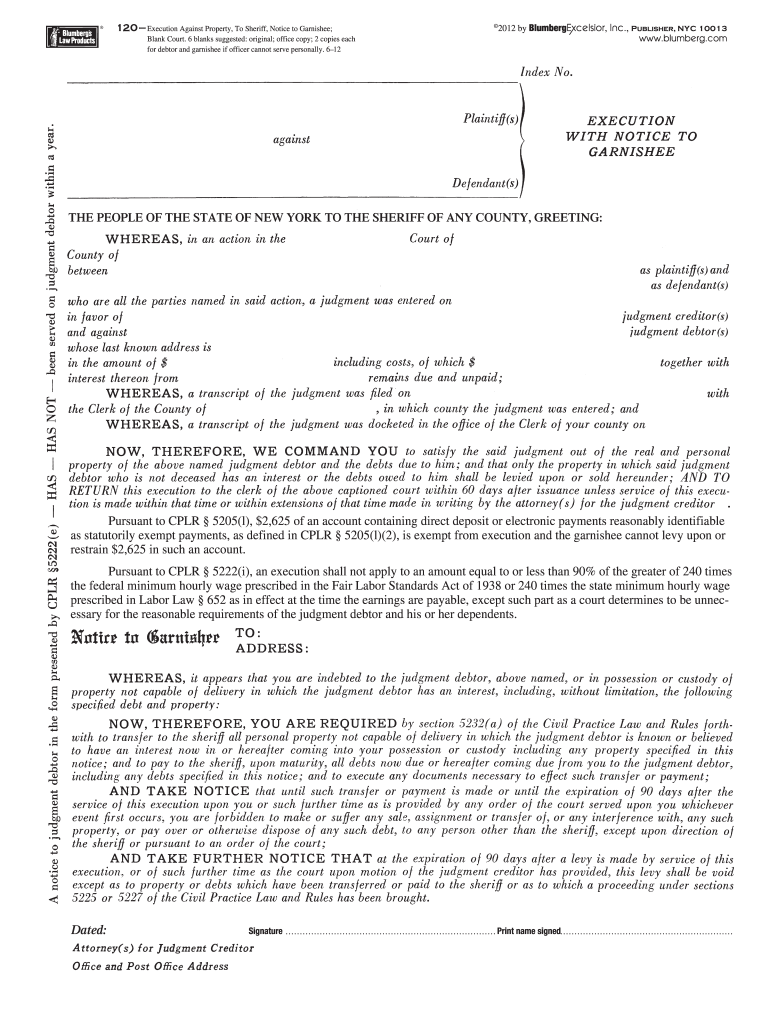 Property Execution Form New York