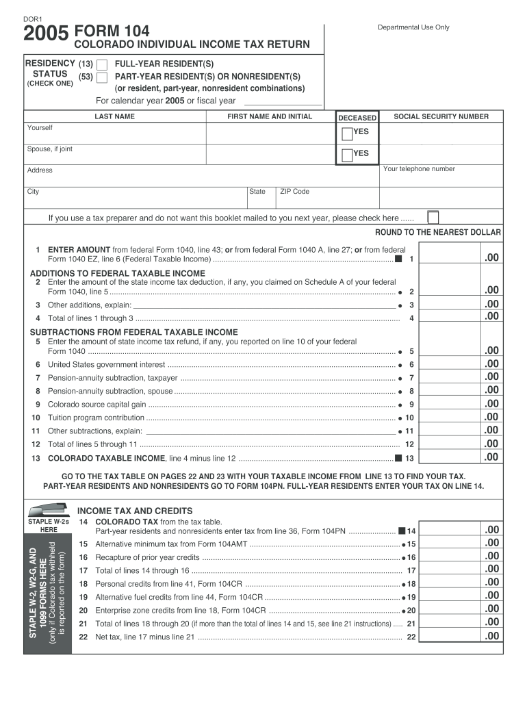  FORM 104 Colorado Gov 2020