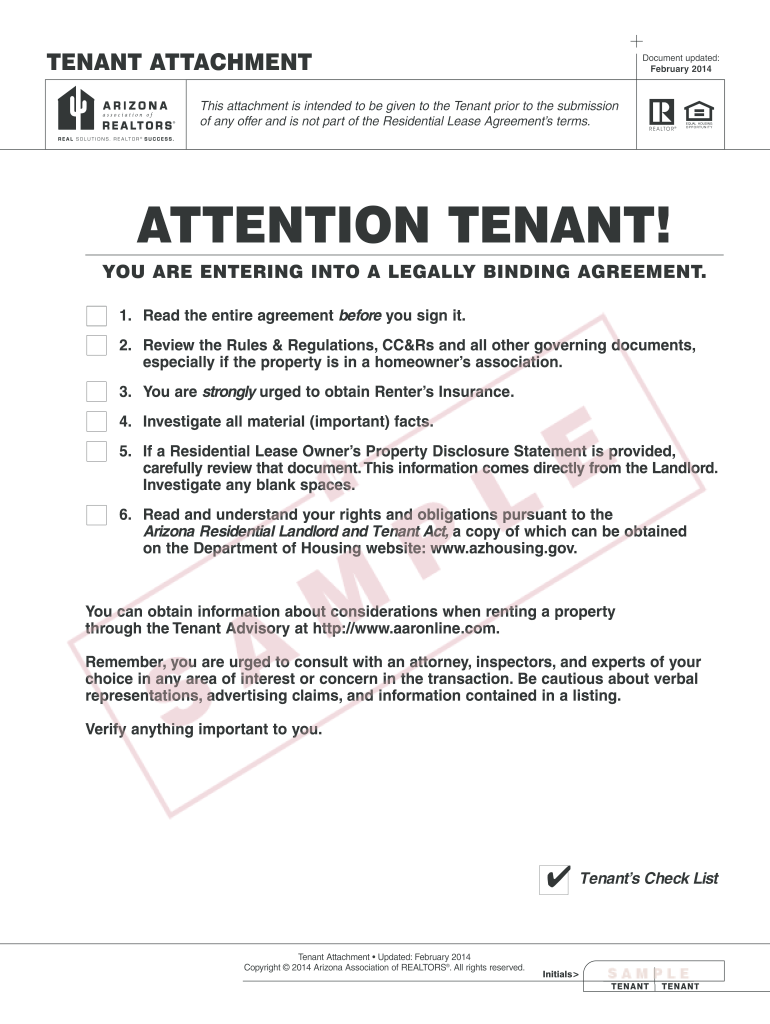 Arizona Association of Realtors Residential Lease Agreement  Form