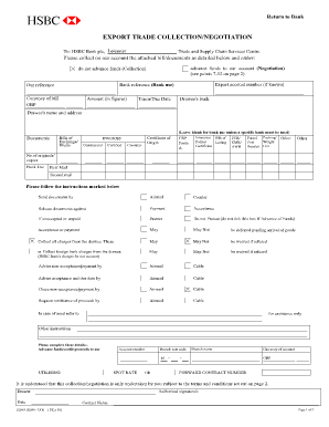Hsbc Instruction for Export Trade Collectionnegotiation Form