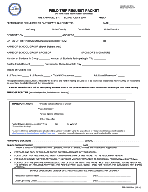 Get and Sign Miami Dade County Field Trip Form 2014