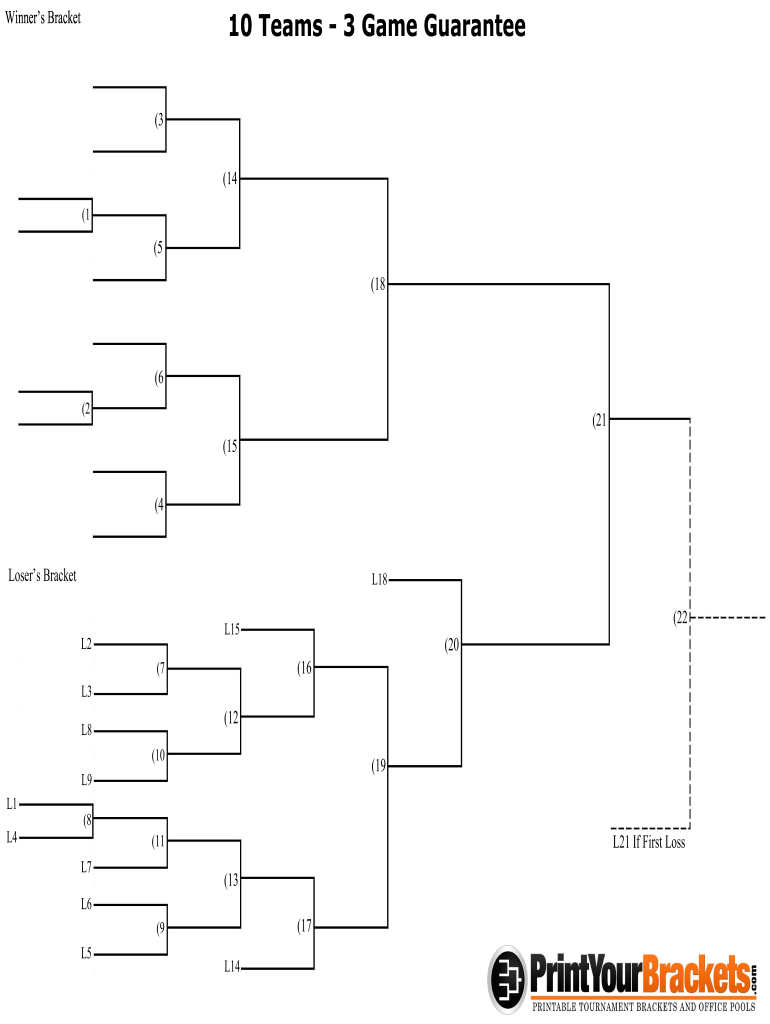 10 Team 3 Game Guarantee Bracket  Form