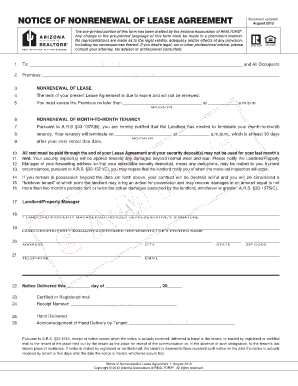 Notice of Nonrenewal  Form