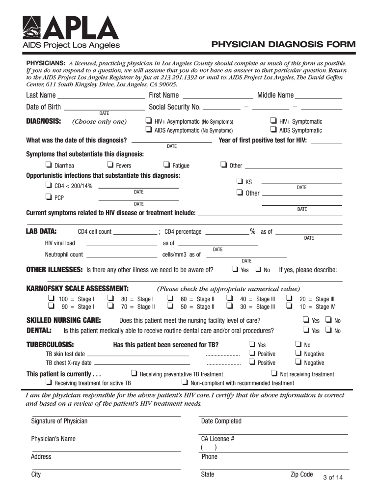 Apla Physician Diagnosis Form