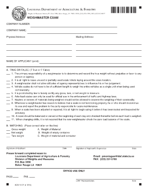 Weighmaster Test  Form