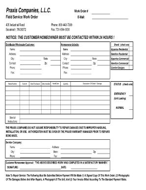 Warranty Work  Form