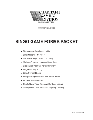 Bingo Games Forms Packet Michigan