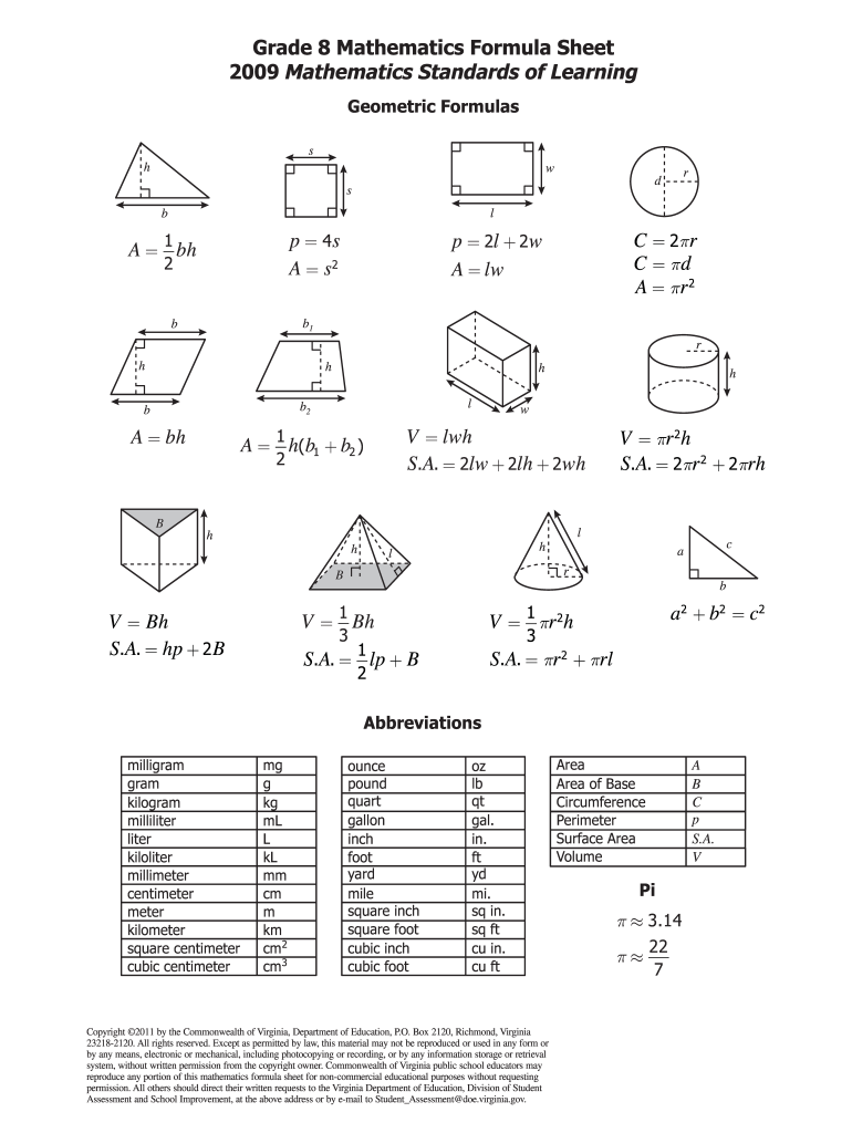 Formula Sheet