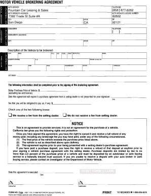 Agreement Fountain Car Leasing &amp; Sales  Form