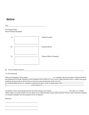 Bica Certified Letter  Form