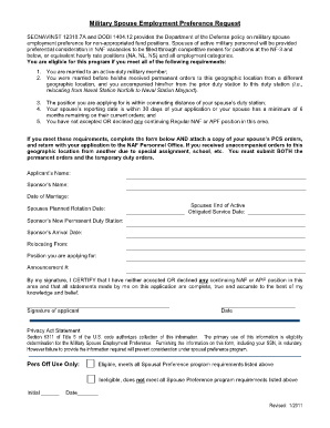 Military Spouse Employment Preference Form Discovermwr Com