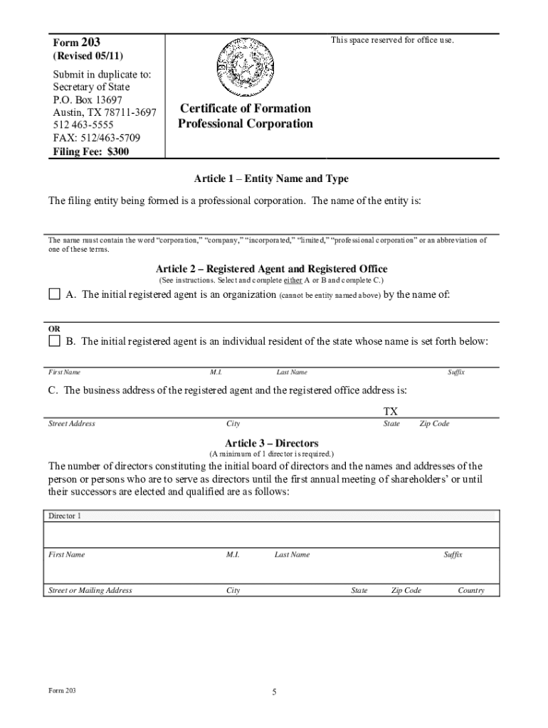  203 Form 2011-2024