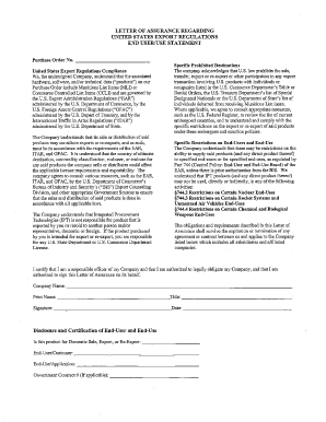 United States Export Regulations End Useruse Statement Integrated  Form